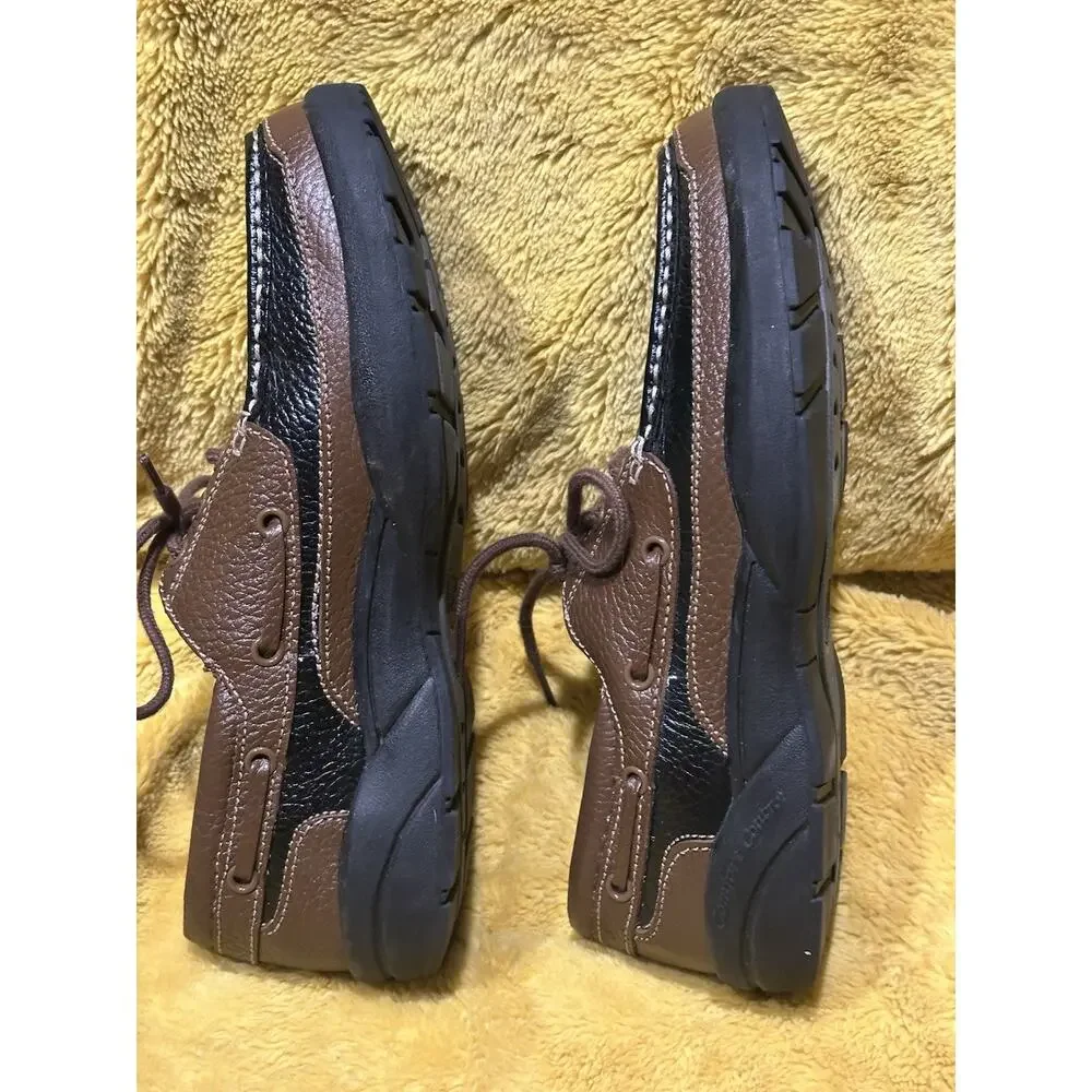 Dr. Comfort Patrick Men's 8.5M Brown Black Leather Therapeutic Boat Shoes.